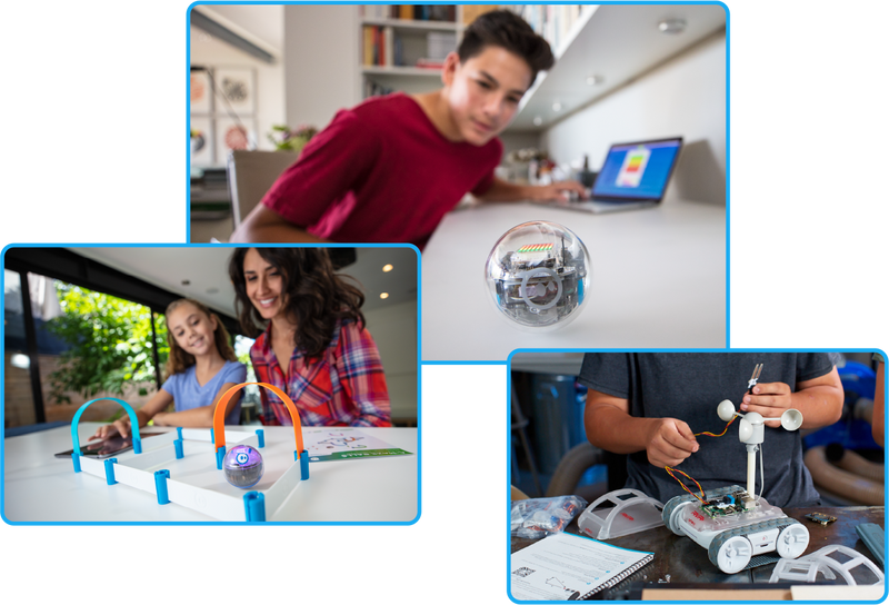 Collage of Sphero coding robots for kids and teens.