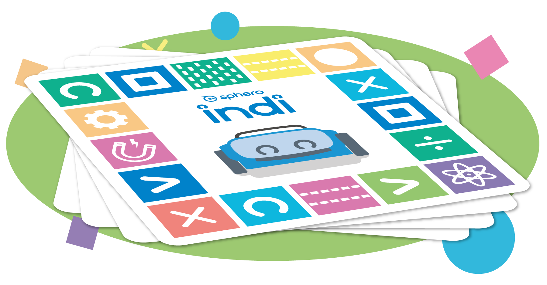 Sphero indi Beginner’s Programming Challenge Cards for an introduction to problem solving and building and navigating different puzzles.