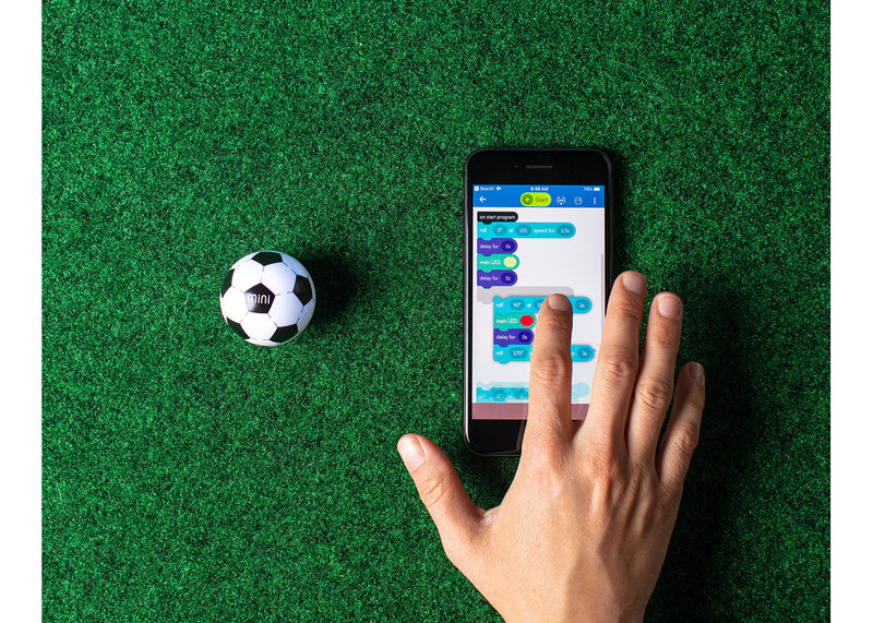 Mini Soccer being coded with an iphone. 