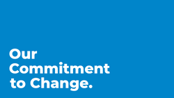 Sphero blue graphic with "Our Commitment to Change" in white letters.
