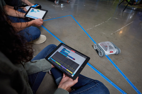 Most visual programming interfaces, like in the Sphero Edu app, involve selecting blocks that have different functions and connecting them to make a logical series that controls a process.