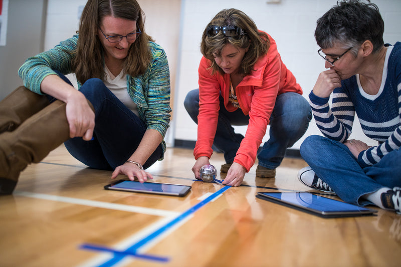 Three educators participate in online professional development for teachers offered by Sphero.