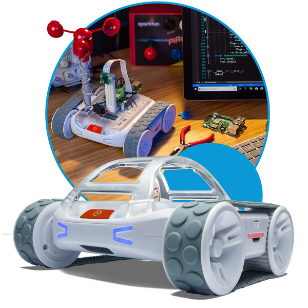 Hacker doing advanced coding and hardware with RVR coding robot.
