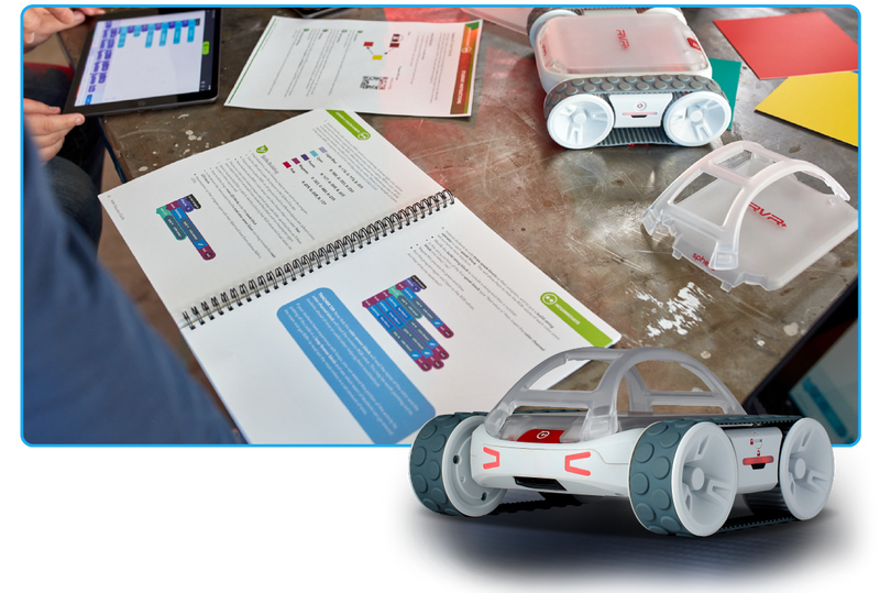 Sphero RVR coding robot and educator guide book for teachers.