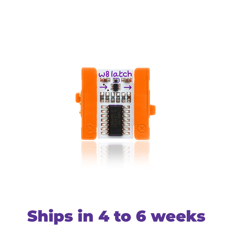 Orange littleBits w8 latch bit.