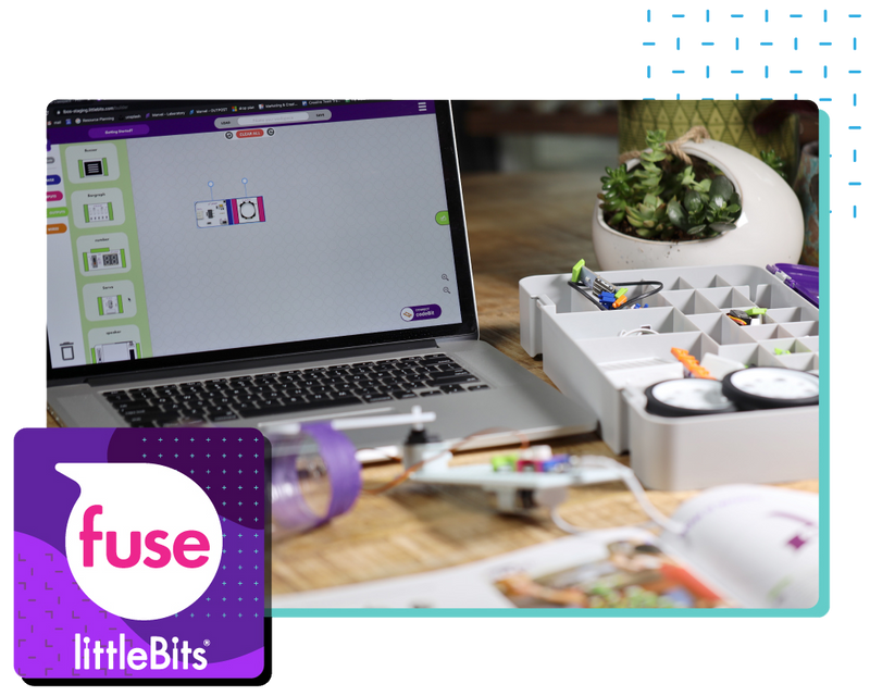 Laptop with littleBits simulator on the screen.