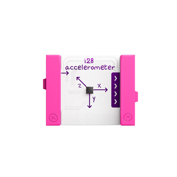 Pink littleBits i28 accelerometer.