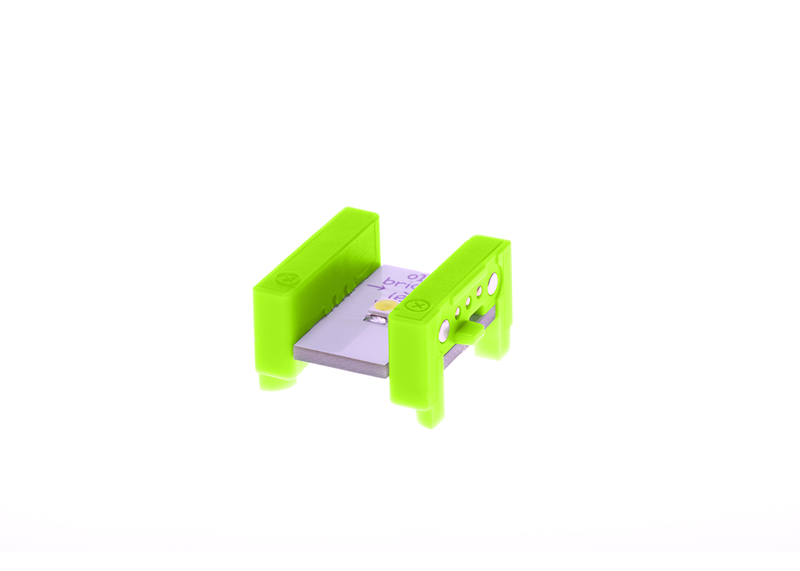 Green littleBits o14 bright LED side view.