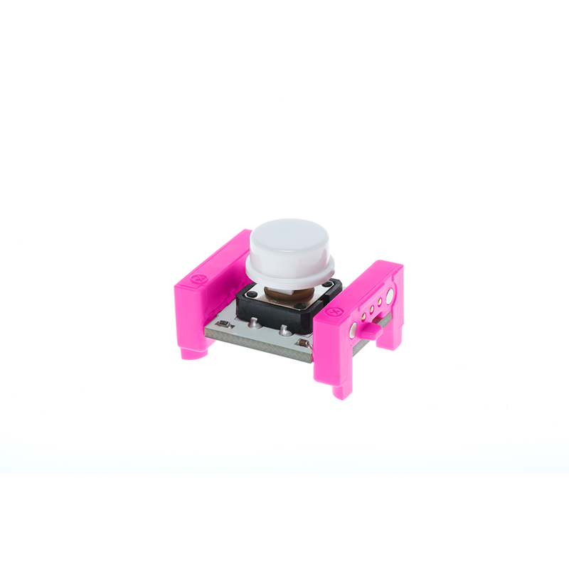 Pink littleBits i3 button side view.