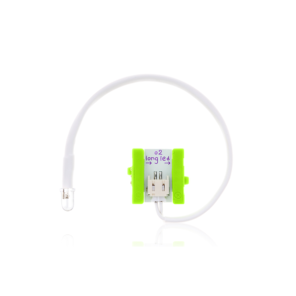 Green littleBits o2 long LED bit.