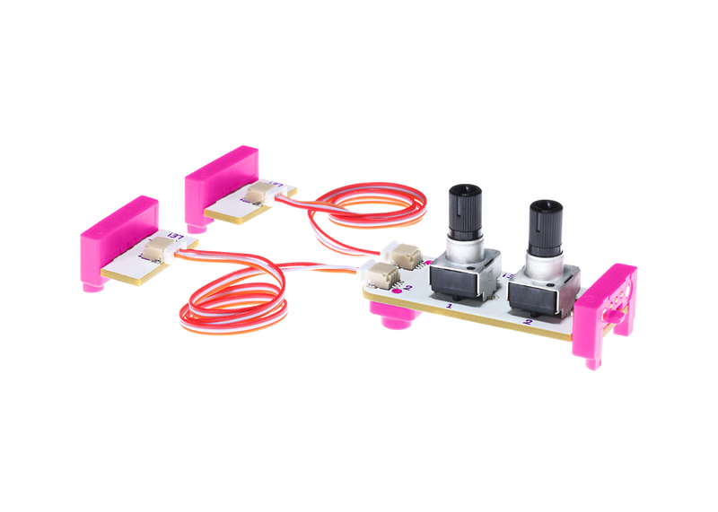 Pink littleBits i37 mix bit side view.