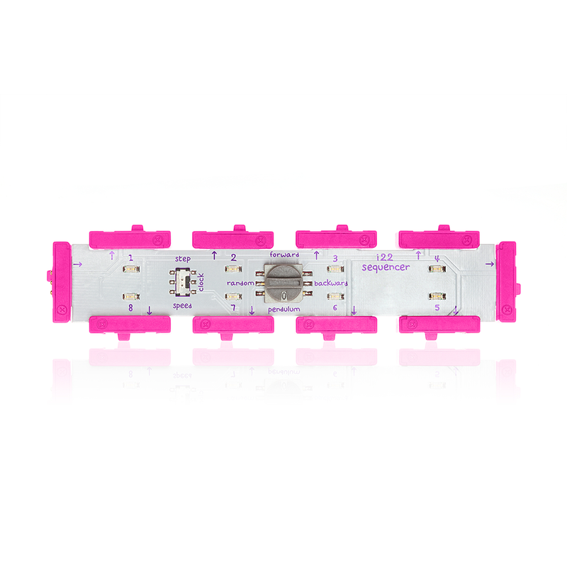 Pink littleBits i22 sequencer bit.