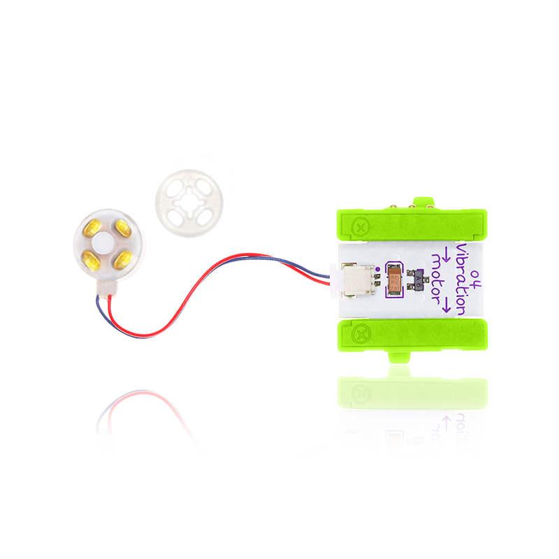 Green littleBits o4 vibration motor bit.