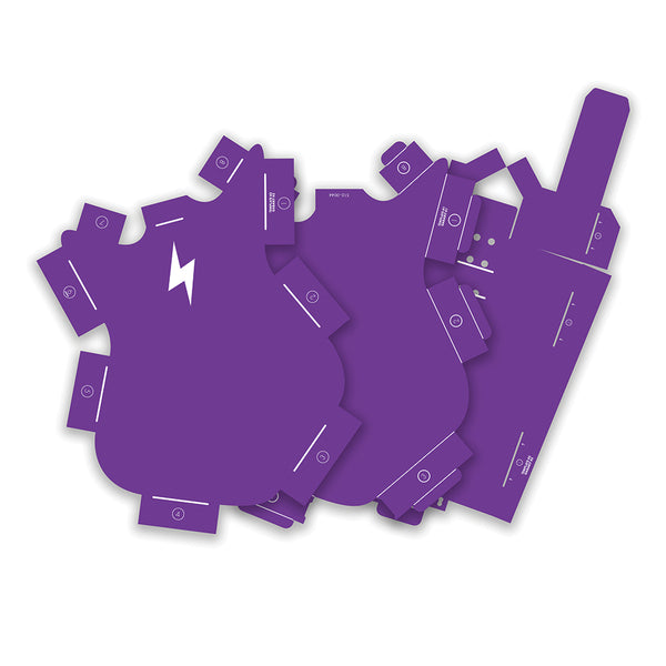 Purple littleBits Electronic Music Template cutouts.